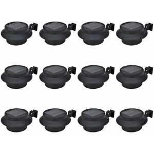 Berkfield Home - Royalton Outdoor Solar Fence Lamps 12 pcs led Black