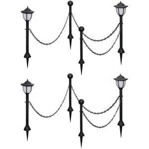 Berkfield Home - Royalton Solar Lights 4 pcs with Chain Fence and Poles