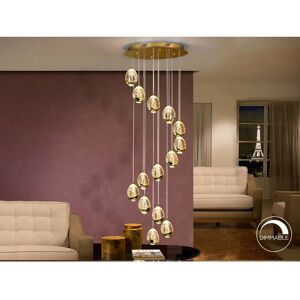 Rocio - Dimmable 14 Light Integrated led Light Pendant Light Cluster Drop, Golden, Bluetooth control - Schuller