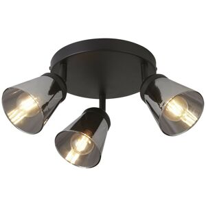 Searchlight - Mega 3 Light Round Spotlight, Black Metal With Smoked Glass