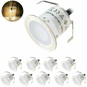 HOOPZI Set of 10 led Recessed Spotlights, Stair Spotlights Deck Light for Garden, Patio, led Staircase Decoration SpotlightsDC 12V Waterproof IP67 (Warm