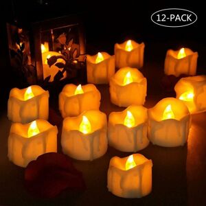 LANGRAY Set of 12 led Candles, Flickering Flame Battery Operated led Candles Light Realistic and Bright Fake Electric Candles, Home Wedding Birthday Party