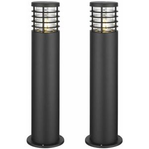 First Choice Lighting - Set of 2 Bloom - Black IP44 Outdoor 50cm Post Lights - Black and clear pc