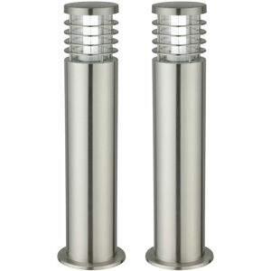 First Choice Lighting - Set of 2 Bloom - Brushed Stainless Steel Outdoor Post Lights - Brushed stainless steel and clear pc