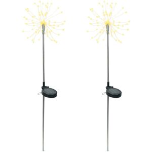 Valuelights - Set of 2 Firework Stake Lights Ground Spike Solar Powered Outdoor Garden Paths