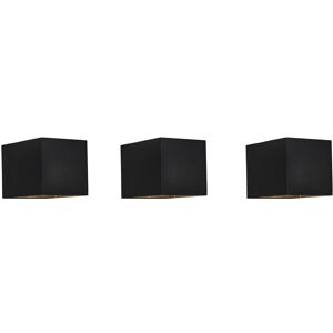 Qazqa - Set of 3 modern wall lamps black - Transfer - Black