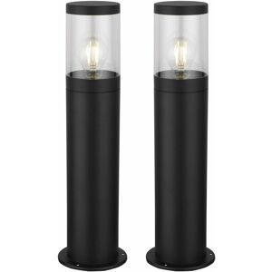 First Choice Lighting - Set of 2 Storm - Black IP44 Outdoor 50cm Post Lights - Black and clear pc