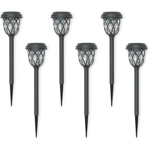 Valuelights - Set of 6 Solar Stake Lights Black Diamond Ground Spikes Garden Path Outdoor