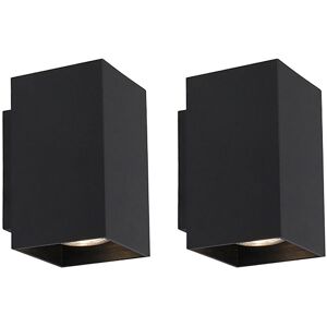 QAZQA Set of 2 modern wall lamps black square - Sandy - Black