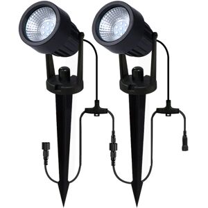 LITECRAFT Sitka 2 Pack of 3 Watt LED Outdoor Garden Spike Light Kit IP65 Rated - Black