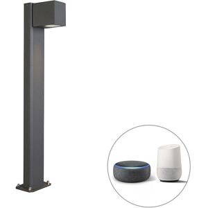 QAZQA Smart standing outdoor lamp anthracite 65 cm IP44 incl. Wifi GU10 - Baleno - Dark Grey