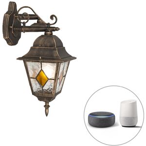 QAZQA Smart vintage outdoor wall lantern bronze incl. Wifi A60 - Antigua - Bronze