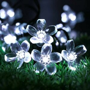 HOOPZI Solar Flower String Lights Outdoor,KINGCOO Waterproof 7 meters 51LED Peach Sakura Flower Solar Fairy String Lights for Gardens Homes Wedding