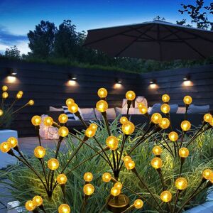 DENUOTOP Solar Garden Lights - Upgraded Firefly Outdoor Solar Lights, Waterproof Outdoor Solar Lights, Patio Garden Yard Decoration Lights, Warm White Swing