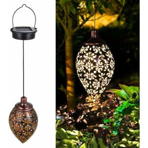 LANGRAY Solar Lantern Light,Outdoor Hanging Garden Lights Metal Lamp for Patio, Patio Decor Metal Yard Art Garden Accessories Outdoor Decorations for