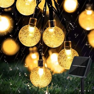 Groofoo - Solar light garland for exterior, 50 LEDs, 8 modes, crystal balls, waterproof, for outside/interior, garden, balcony, trees, weddings,