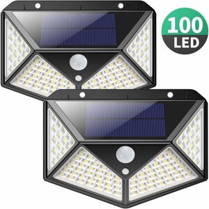 Langray - Solar Lights Outdoor,【270o Four-Angle Lighting-2 Pack】 100 led Solar Security Light with Motion Sensor Solar Waterproof Wall Light Solar