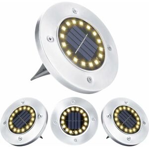 MUMU Solar Outdoor Lamp 16 led Warm White Spot Light Waterproof Stainless Steel Solar Floor Light for Patio Yard Garden Path Garage Driveway Walkway