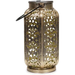 Valuelights - Solar Powered Antique Brass Moroccan Style Hanging Lantern Handle Light for Patio Decor Solar Lights Outdoor Garden