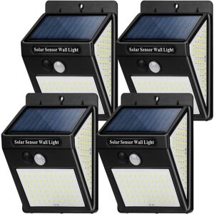 AOUGO Solar Powered Outdoor Light, Motion Sensor Solar Light Outdoor, 3 Modes [4 Pack 144 LEDs] Waterproof Wireless Solar Outdoor Lights Outdoor Wall Lamp