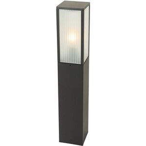 QAZQA Standing outdoor lamp black with ribbed glass 80 cm IP44 - Charlois - Black