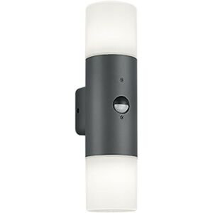 Trio Lighting - Trio Hoosic Modern 2 Light Outdoor Up Down Wall Lamp Anthracite IP44 with pir