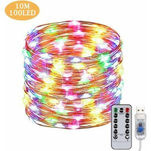 HOOPZI Usb led Fairy Lights 10 m 100 LEDs Remote Control Copper Wire String Lights Waterproof IP65 Mood Lights for Rooms, Christmas Decoration, Wedding,