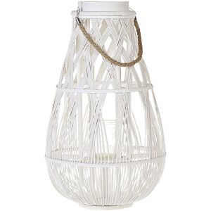 BELIANI Indoor Outdoor Natural Willow Wood Woven Lantern White Tonga - White