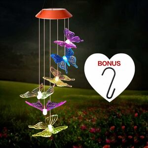 Langray - Wind Chime,Solar Butterfly/Hummingbird Wind Chimes Outdoor Indoor Color Changing Solar Light Mobile,Sun 6 Memorial Wind Chimes,Garden