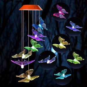 LANGRAY Wind Chime,solar lights chimesbutterfly wind chimes led/solar hummingbird wind chime Outdoor decor,yard decorations solar light mobile,memorial wind