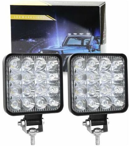 Orchidée - 2 Pcs Square led work light , 3.3 inch mini 48W 12V 24V led work light, flood light work lights for offroad Car trucks suv 4x4 tractor ,