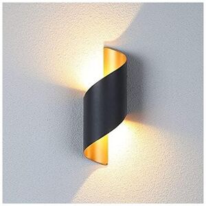IKODM 1 pc led Uplight Wall Light, IP65, Indoor/Outdoor, Modern, Black, 12W, Warm White (Black & Gold)