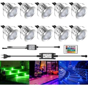 LONGZIMING 10 Set rgb led Recessed Spotlights Waterproof IP67 led Spotlight Mini Recessed Spotlights 12V Power Supply Recessed Spotlights Lamp for Terrace Wood