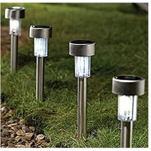 GARDEN MILE 10 x Solar led Stainless Steel Pathway Security Lights for The Garden, Waterproof Lighting Stake Lights