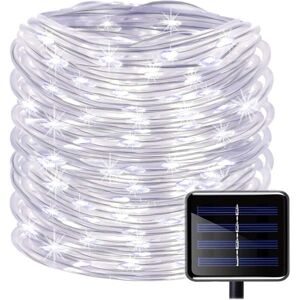 AOUGO 100LED Solar Tape Lights Rope Lights, Waterproof 39ft/12M Copper Wire Outdoor Tube Rope Fairy Lights for Christmas Garden Yard Path Fence Tree