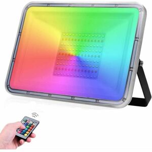 DEWDAT 100W rgb led Flood Light Outdoor with Remote Control, 16 Colors 4 Modes, IP67 Waterproof, Outdoor Security Light No Memory Function, for Garden