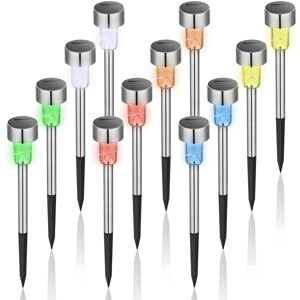 TINOR 12 Pack Solar Christmas Lights Waterproof Stainless Steel Outdoor Solar Powered Lights for Yard Garden Landscape/Pathway Decor
