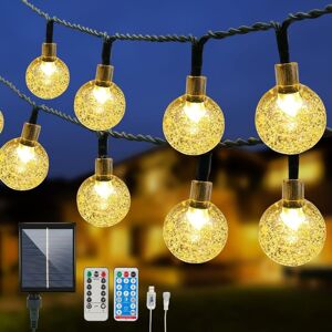 TONCHEAN 12M 100 led String Lights with Remote Control, Solar and usb Powered Outdoor and Indoor, 8 Modes Waterproof Garden Fairy Lights