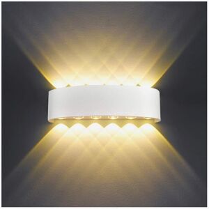 Ikodm - 12W led Indoor Wall Light White Modern Outdoor Wall Lamp Aluminum Waterproof IP65, Up Down Spot Light for Living Room Bedroom Hallway