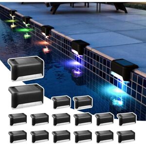 TINOR 16 Pack Solar Lights Waterproof Outdoor Stair Step Fence Yard Patio Pathway Lights (Black, Color Changing)