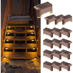 TONCHEAN 16 Pack Solar Stair Lights Outdoor Waterproof led Stair Lights for Outdoor Stairs Steps Fence Yard Deck Gutter Pathway Decoration Warm White