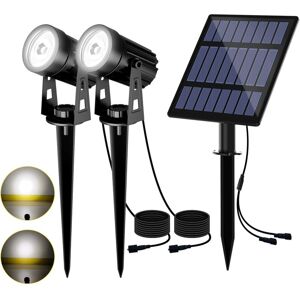 TONCHEAN 2 IN 1 Outdoor Solar Spotlight Outdoor Solar Lamp 2 Lighting Modes IP65 Waterproof Solar Garden Light, 3 Meters Cable, Solar Outdoor Lighting for