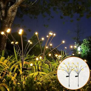 MUMU 2 Pack Solar Firefly Lights Outdoor, Solar Led Firefly Plug Light, Solar Powered Firefly Light, Outdoor Solar Lights, Solar Garden Lights-10 led Beads