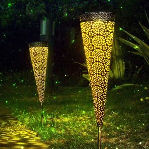 LONGZIMING 2 Pack Solar Lantern Outdoor Solar Garden Light IP44 Waterproof Vintage Plastic Light Hanging Decorative Lighting led Candle Lights for Garden Patio