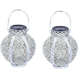 TLILY 2 Pack Solar Lanterns Outdoor Hanging, Retro Large Lantern Lamps Waterproof with Handle, Metal Decorative