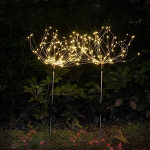 MEMKEY 2 Pack Solar Lights Outdoor, Starburst Garden Lights, 120 led Solar Fireworks Lights, 40 Copper Wires String Lights, diy Flowers for Walkway, Patio,