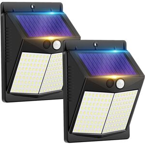 GOTRAYS 2 Pack Solar Lights Outdoor with Motion Sensor - 3 Modes Waterproof Solar Lights, Wireless Security Wall Light for Garden