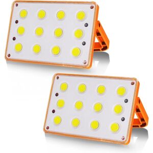 Memkey - 2 Packs 60W Rechargeable led Floodlight, 120 cob 4 Modes Solar Rechargeable Lamp led Flood Light Construction Site Waterproof Work Lamp