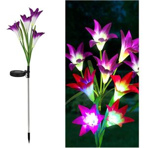 LINGHHANG 2 Pieces Solar Lights Outdoor, Lily Solar Garden Lamp led Solar Lamp Color Changing Larger Flowers and Solar Panels Garden Decoration for Terrace,