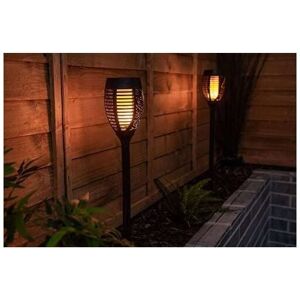 MARCO PAUL 2pc Flame Effect Solar Torch with Flickering Flame Pathway Lights Garden Lamps Bright Warm Glow Patio Lighting 68 LEDs